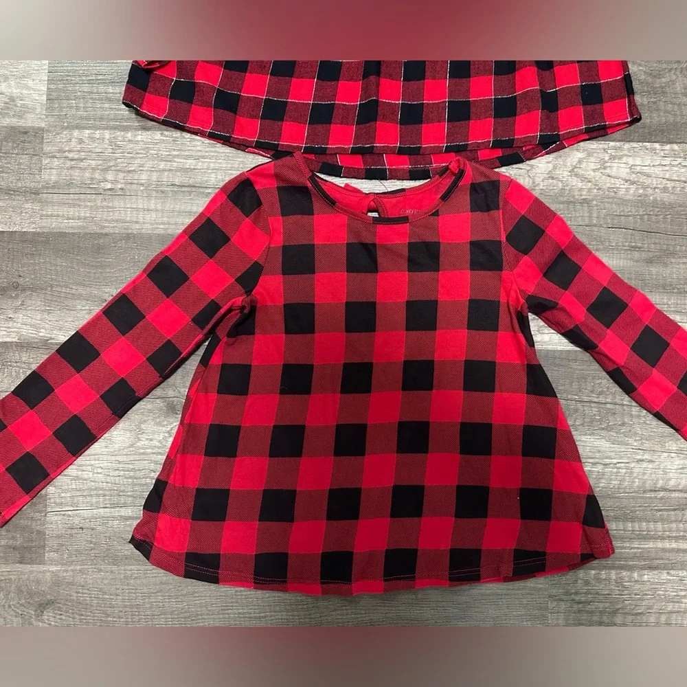 Red and Black Plaid‎ Long Sleeve Tops